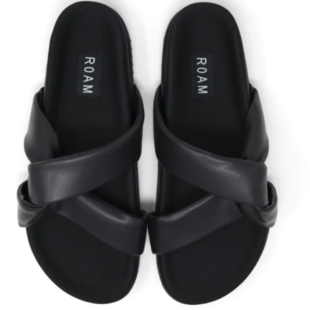 ROAM Black Crisscross Slide Sandals